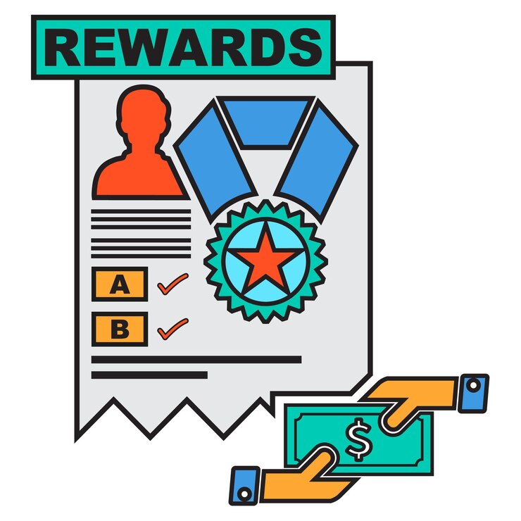 Recompensas o recompensas de recursos humanos, también conocidas como recompensas para empleados, ilustración vectorial