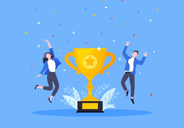 Reconocimiento de los empleados o orgullosos trabajadores del mes concepto de negocio vector de diseño de estilo plano