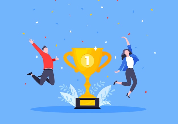 Reconocimiento de los empleados o orgullosos trabajadores del mes concepto de negocio vector de diseño de estilo plano