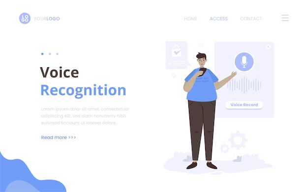 Reconocimiento de voz para desbloquear la página de destino de la ilustración del permiso de acceso