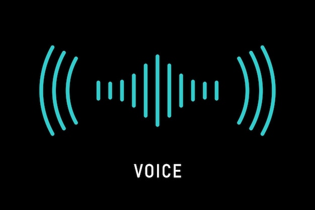 Reconocimiento de voz de icono de onda de sonido en signo de voz de asistente virtual Comando de onda de audio abstracto