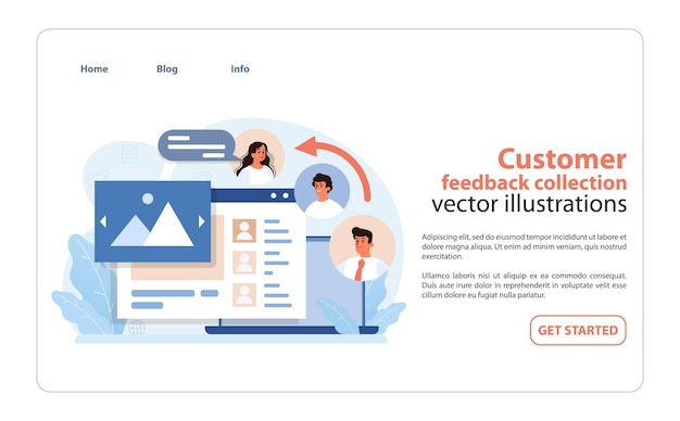 Recopilación de comentarios de los clientes una representación ilustrativa de las ideas de los clientes que se están integrando