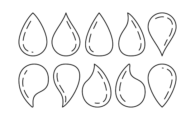 Vector recopilación del contorno de la gota de agua