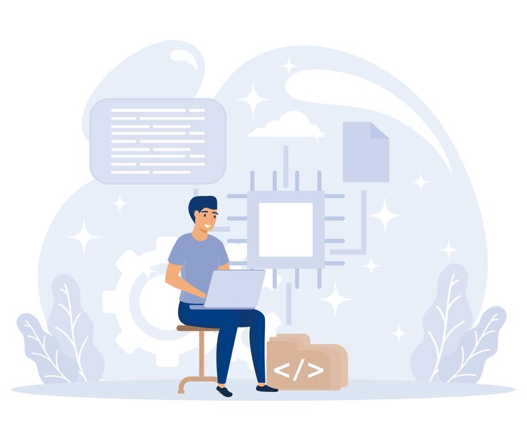 Vector recopilación de datos de desarrollo de software de sistema de concepto de transformación digital