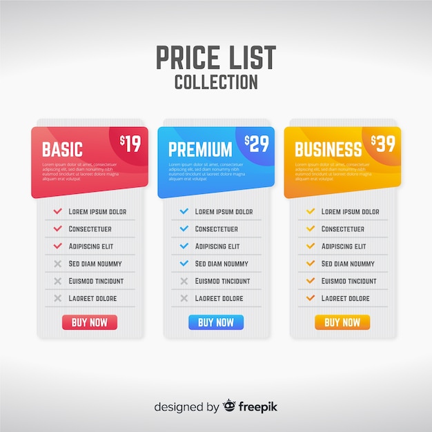 Recopilación de la lista de precios fijos