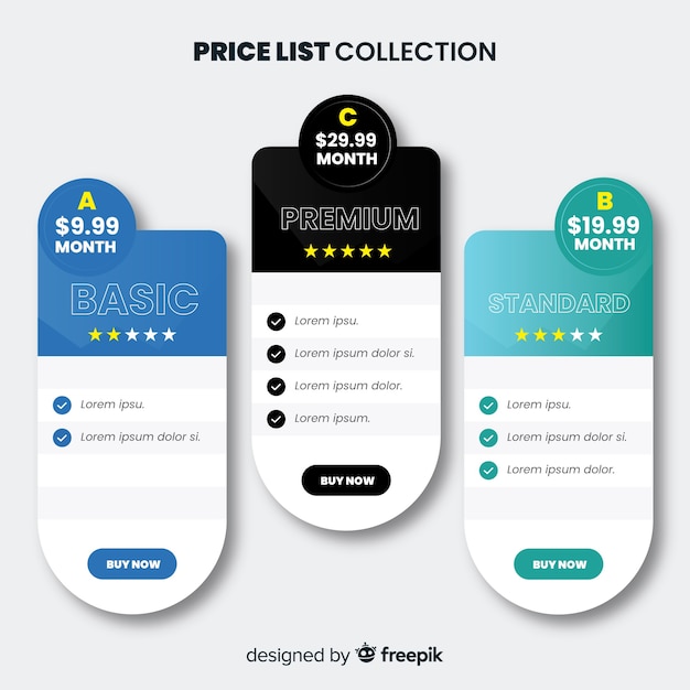 Recopilación de la lista de precios fijos