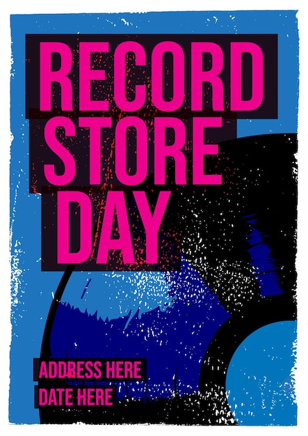 Vector record store day gig poster flyer template diseño de camiseta registros vinilo música retro