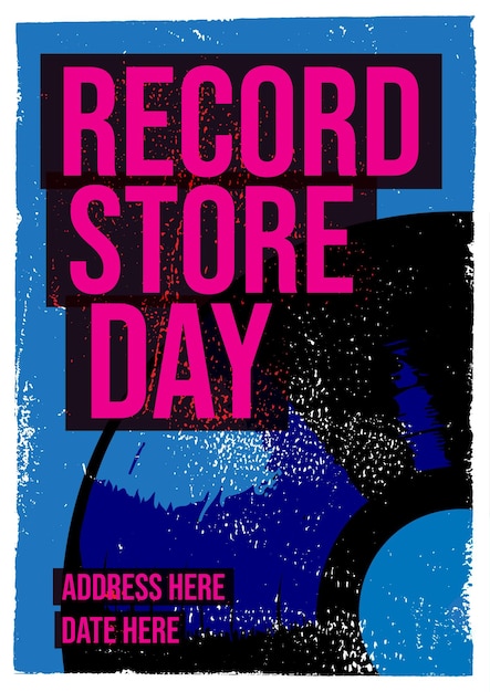 Record Store Day Gig Poster Flyer Template diseño de camiseta registros vinilo música retro