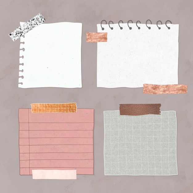 Recordatorio en blanco notas de papel conjunto de vectores