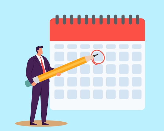 Recordatorio de fecha de cita importante en el calendario o calendario para una reunión o evento Fecha límite de trabajo o pla