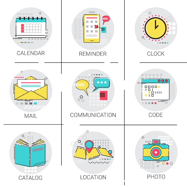 Recordatorio de navegación ubicación de la aplicación codificación icon set