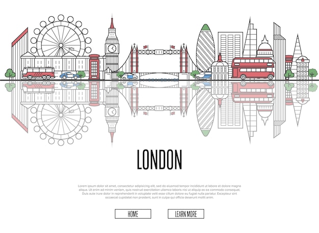 Recorrido de viaje al póster de Londres en estilo lineal