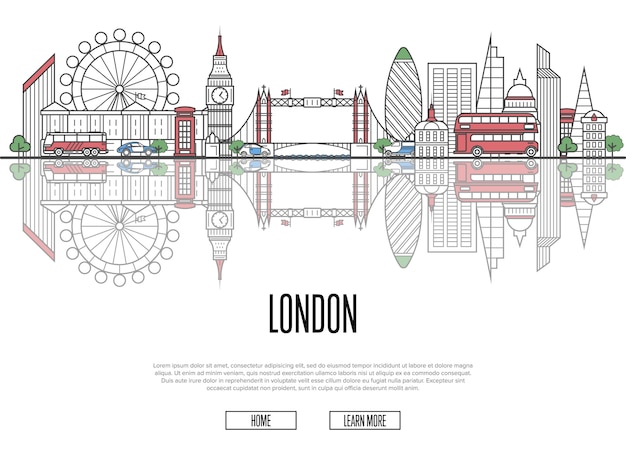 Recorrido de viaje al póster de londres en estilo lineal