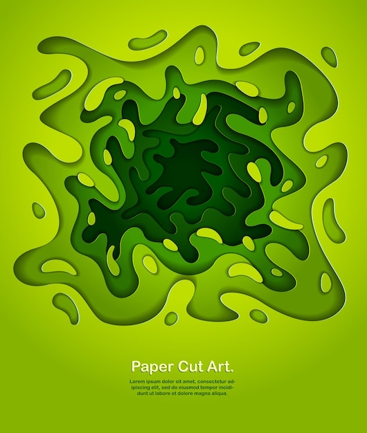 Vector recorte de papel verde abstracto formas curvas en capas, ilustración vectorial en estilo de corte de papel. diseño para tarjetas de visita, presentaciones, volantes o carteles.