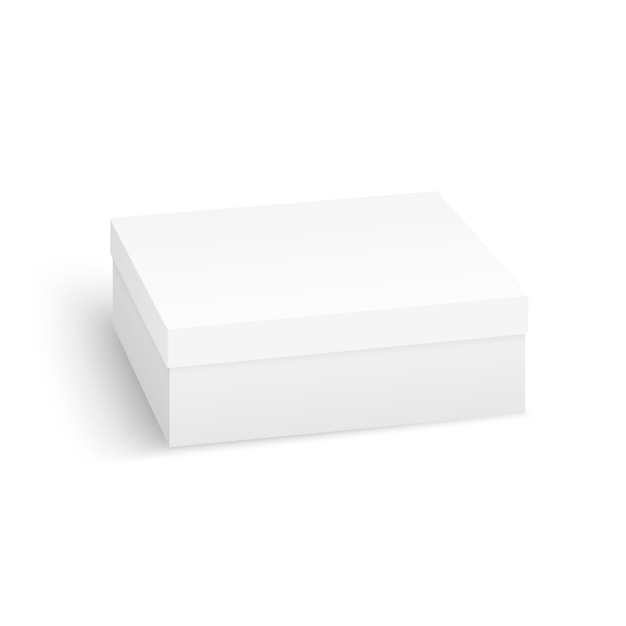 Rectángulo en blanco blanco realista aislado en el fondo blanco. Caja de paquete de cartón de producto blanco.