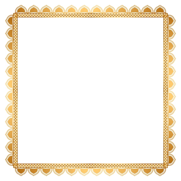 Rectángulo dorado brillante Certificado de esquina Patrón de frontera Línea Marco de fotos Invitación de boda islámica