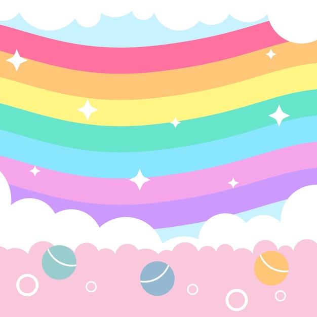 Vector rectángulo de fondo estrellas del arco iris vector de nubes para niños