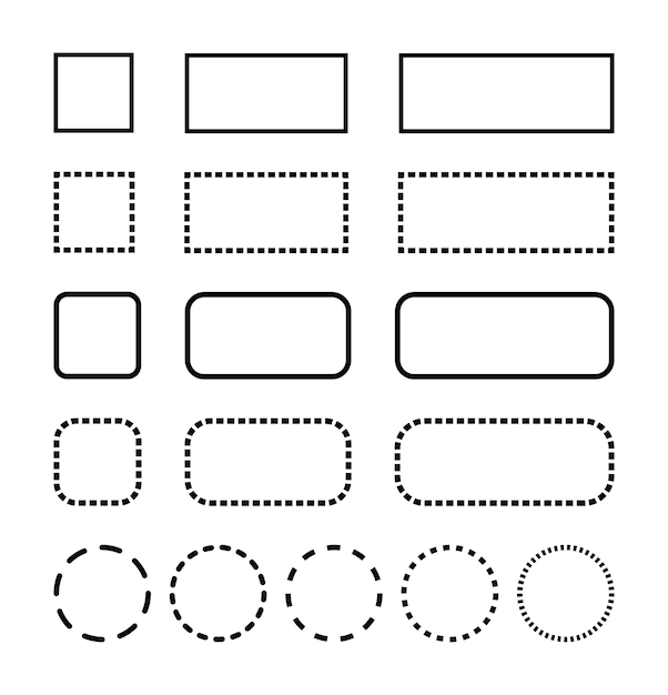 Rectángulo y forma de cricle sólido y contorno de fondo de puntos.