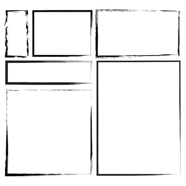 Rectángulos de pincel. Marcos rectangulares a mano alzada. ilustración vectorial EPS 10.