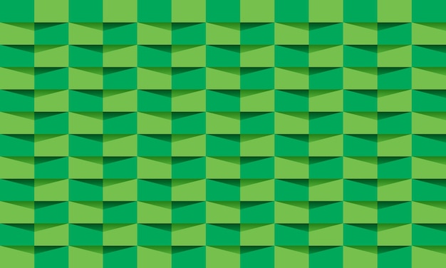 Vector recuadro abstracto geométrico 3d verde renderización de cubos fondos sin costuras con efectos de papel realistas