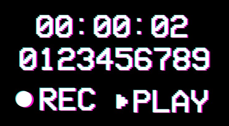 Vector recuerdo del número de píxeles reproducción de texto efecto de grabación retro recuerdo del visor de la cámara