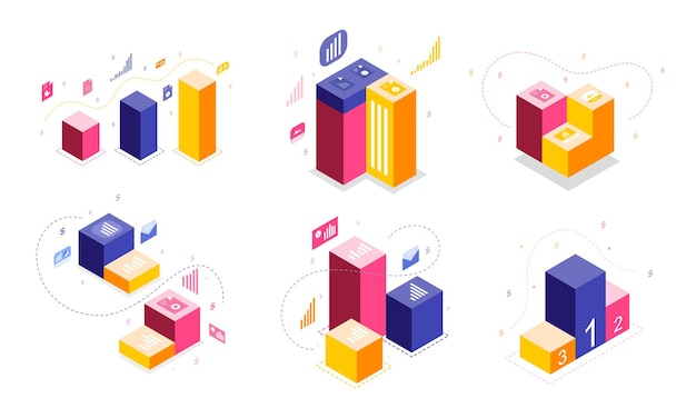 Recursos isométricos de negocios teléfono inteligente isométrico para el diseño de vectores de recursos comerciales de infografía