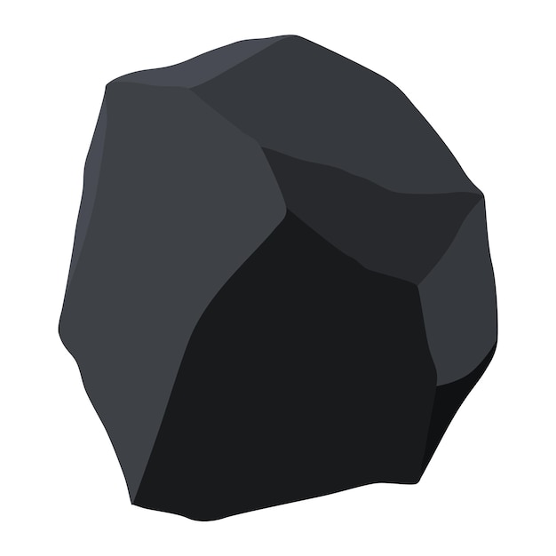 Recursos minerales de carbón negro Piezas de piedra fósil Forma poligonal Piedra de roca negra de grafito o carbón Icono de recurso energético de carbón