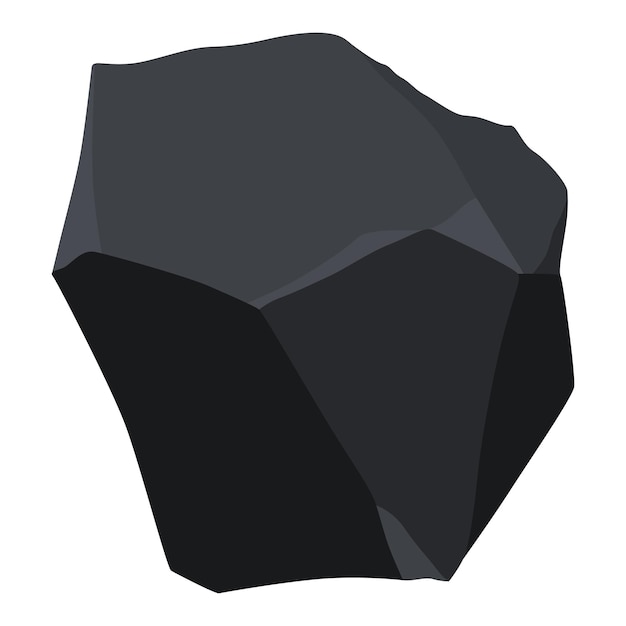 Recursos minerales negros de carbón Trozos de piedra fósil Forma poligonal Piedra de roca negra de grafito o carbón Ícono de carbón de recursos energéticos