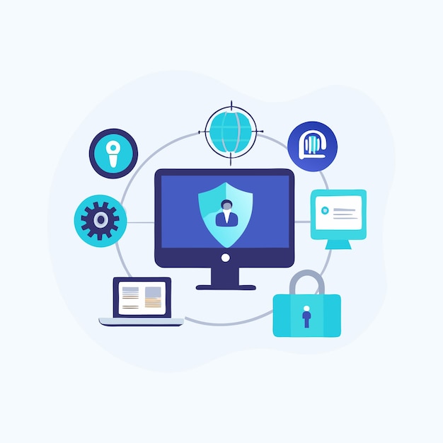 Recursos vectoriales de infografías de seguridad cibernética
