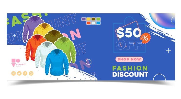 Recursos vectoriales versátiles y de alta calidad para la ilustración de banner de descuento de ropa con capucha de moda