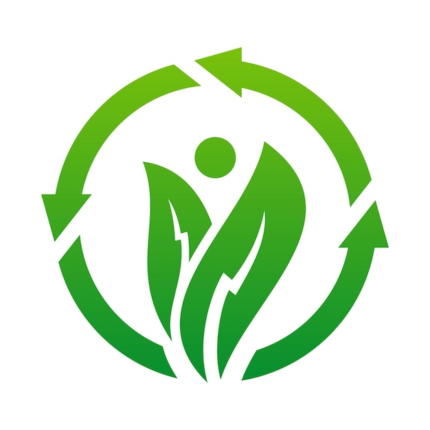 Recycle en círculo con concepto de logotipo de hoja de crecimiento