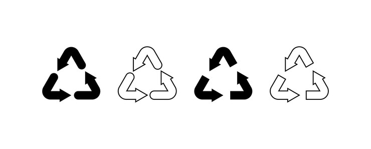 Vector recycle symbol filled and outline vector set