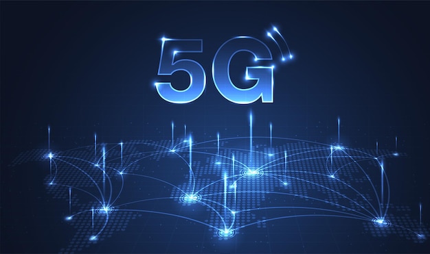 Red 5g, conexión inalámbrica a internet, conexión wi-fi, concepto de red de comunicación, banda ancha de alta velocidad