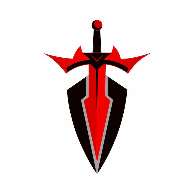 Red and Black Sword Shield Emblem