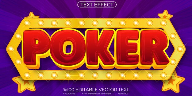 Red and Gold Shiny Gamble Poker Efecto de texto vectorial editable y escalable