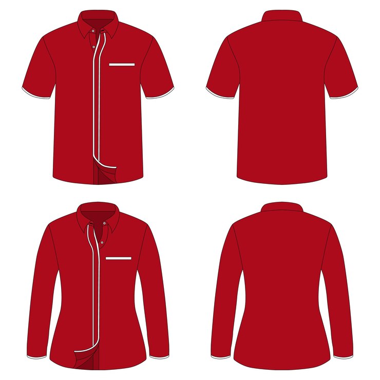 Vector red and white striped work uniform template for men and women