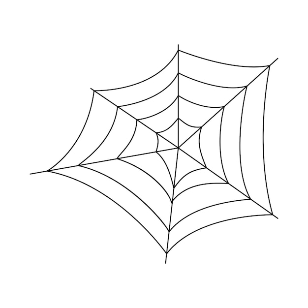 Red de araña dibujada a mano sobre un fondo blanco