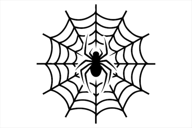 Red de araña con línea vectorial de araña arte de la ilustración
