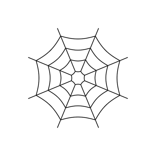 La red de araña Yk es una tela de araña simple, un elemento de dibujos animados mínimo, un vector de iconos monocromáticos retro y groovy.