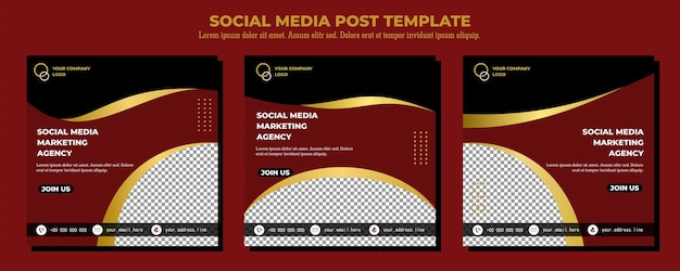 Red Black Gold Vector Social Media Post Template vector art ilustración y texto