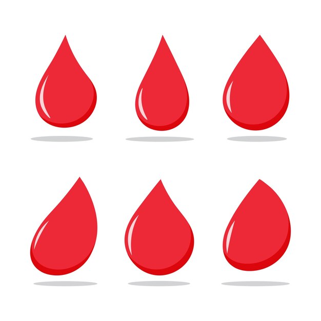 Red blood droplets vector set