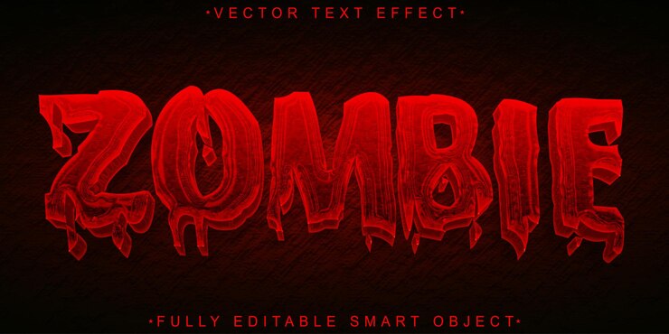 Vector red blood zombie vector objeto inteligente totalmente editable efecto de texto