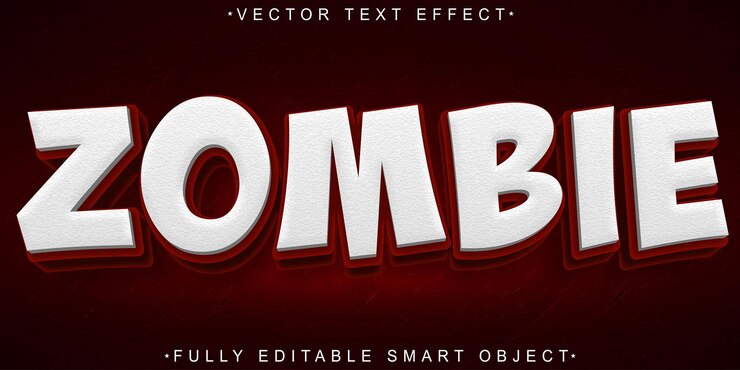 Vector red blood zombie vector objeto inteligente totalmente editable efecto de texto