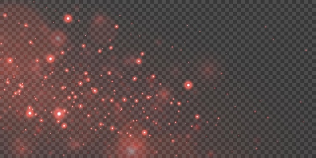 Red brillantes chispas efecto de luz de partículas y magia en un fondo transparente