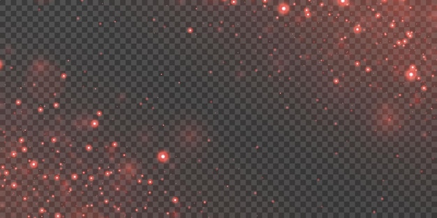 Red brillantes chispas efecto de luz de partículas y magia en un fondo transparente