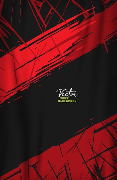 Red Brushstrokes on Black Canvas Abstract Composition