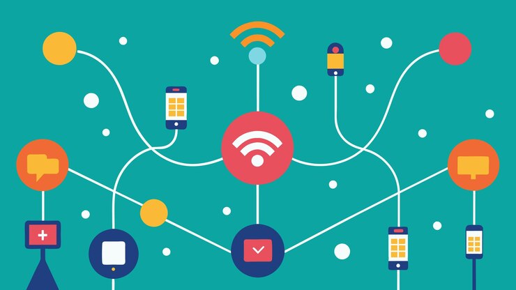 Vector una red de cables y cables zumbido con la actividad que muestra la conectividad mejorada y la velocidad de