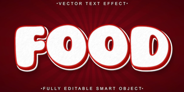 Red Cartoon Fodd Vector Efecto de texto de objeto inteligente totalmente editable