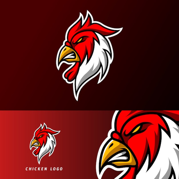 Red chicken roaster mascot sport gaming esport plantilla de logotipo para squad team club