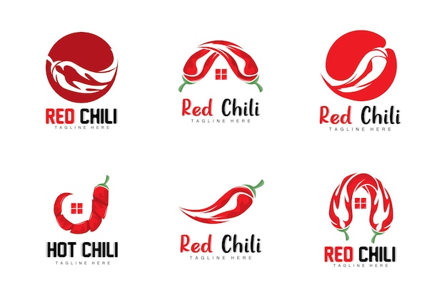 Red Chili Logo Hot Chili Peppers Vector Chili Garden House Ilustración Empresa Producto Marca Ilustración